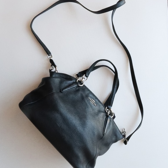 Coach Cross-Body Handbag - Black leather and silver hardware - Picture 5 of 8